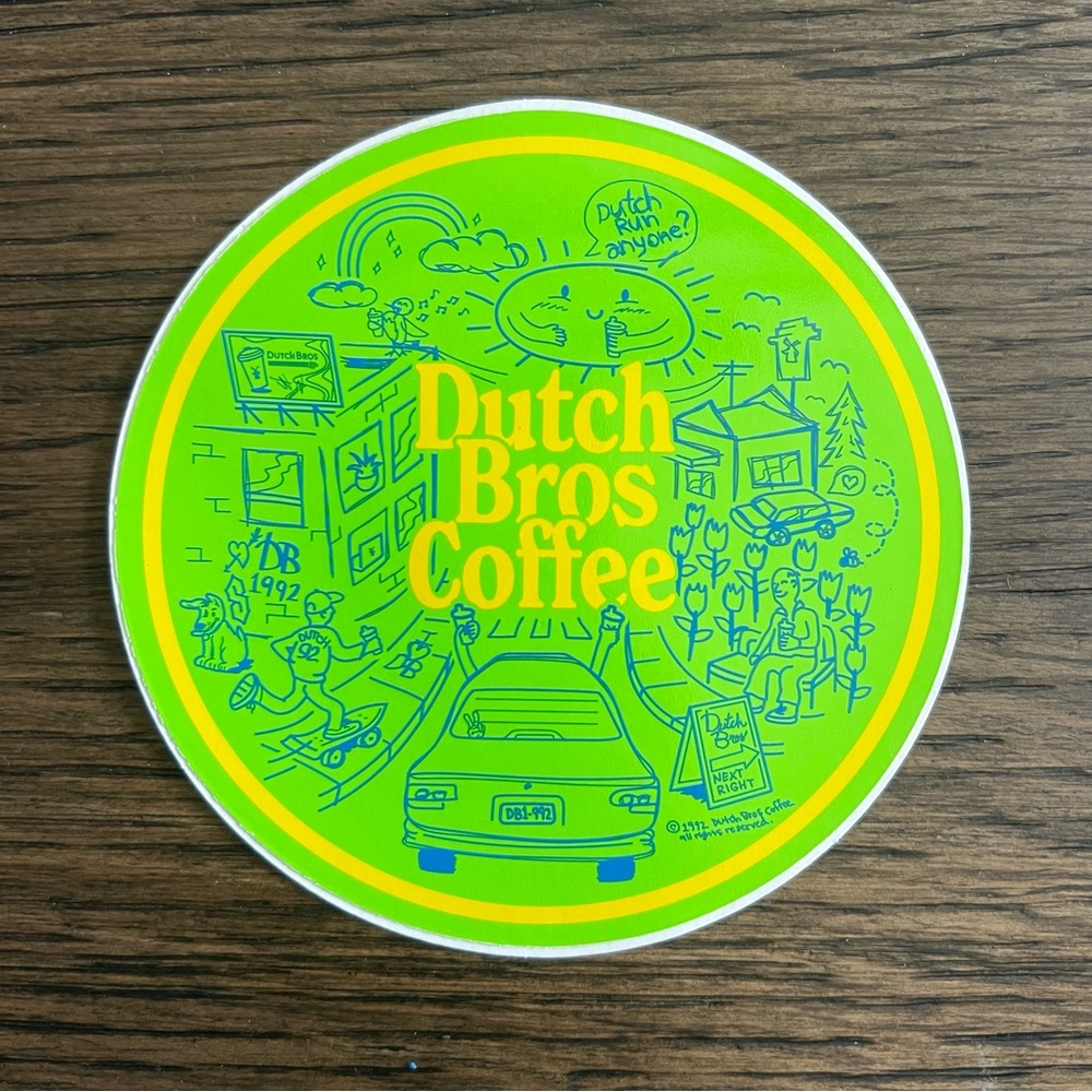 Dutch Bros Coffee Bright Yellow & Lime Green Sticker